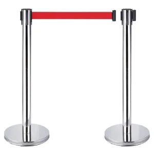 Rào chắn phân cách cột inox màu đỏ loại 5m
