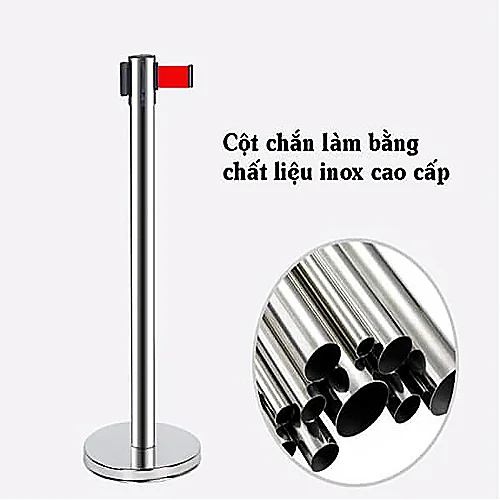 Rào chắn phân cách cột inox màu đỏ loại 3m - Ảnh 2