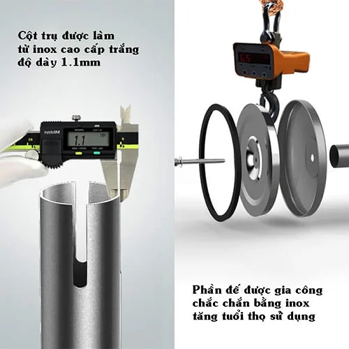 Rào chắn phân cách cột inox màu đỏ loại 3m - Ảnh 3