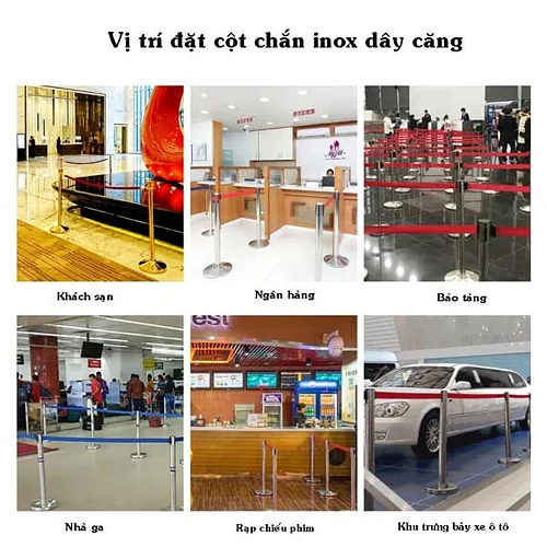Rào chắn phân cách cột inox màu đỏ loại 3m - Ảnh 4