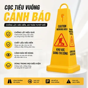 Cọc Tiêu Vuông Cảnh Báo – Cọc Phân Luồng Giao Thông Màu Vàng Đen Có Quai Và Không Quai